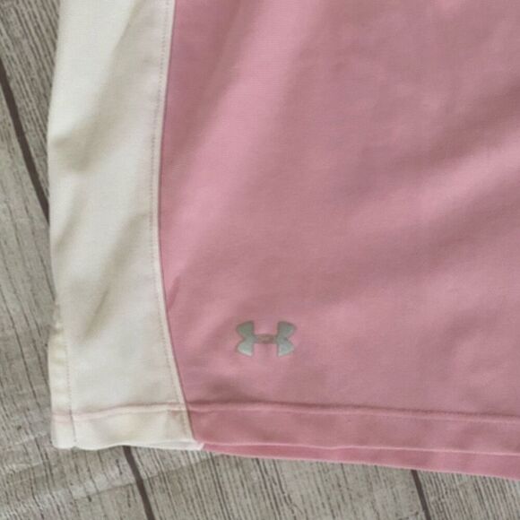 Under Armour women M heatgear pull on shorts pink & white - Picture 2 of 8